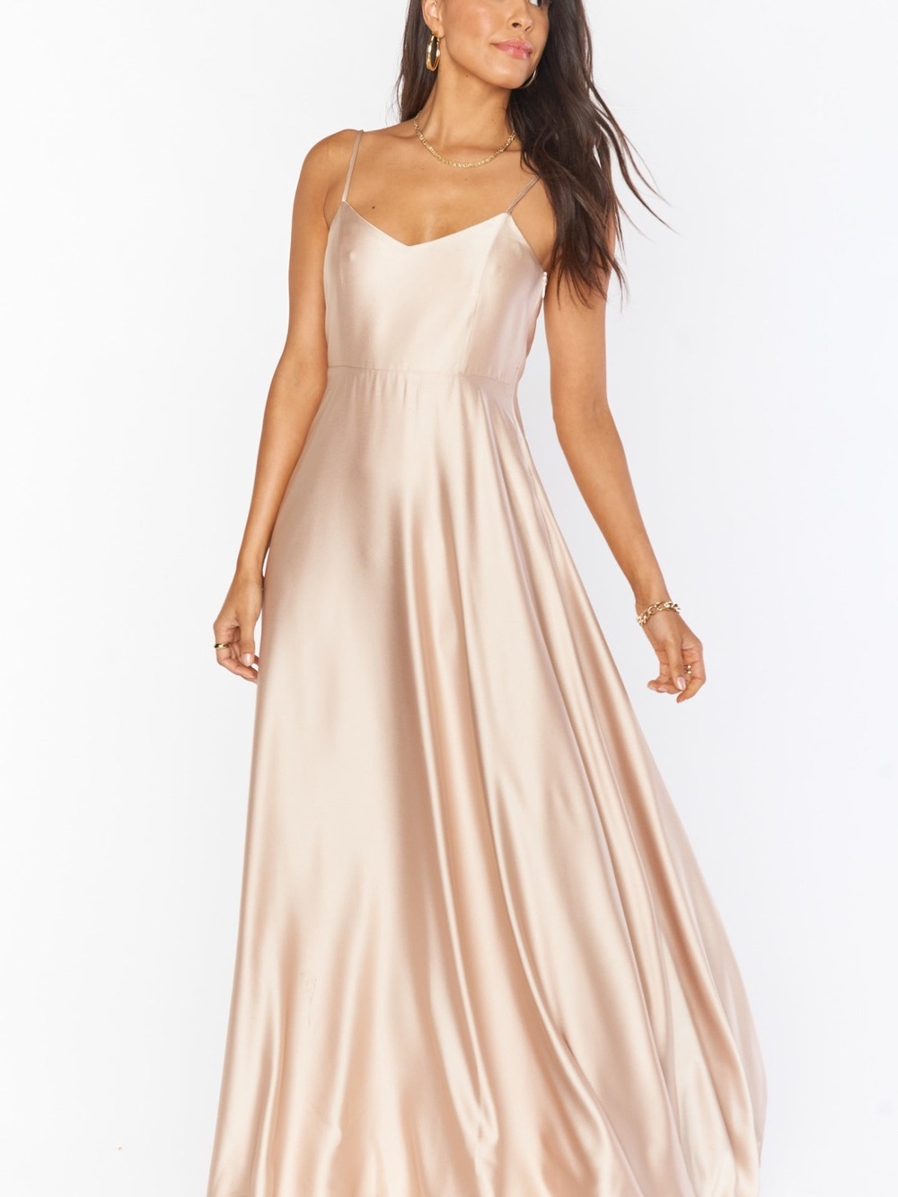 NWT Show Me Your Mumu Faith Maxi Dress L Rose Gold Luxe Satin Bridesmaid Gown